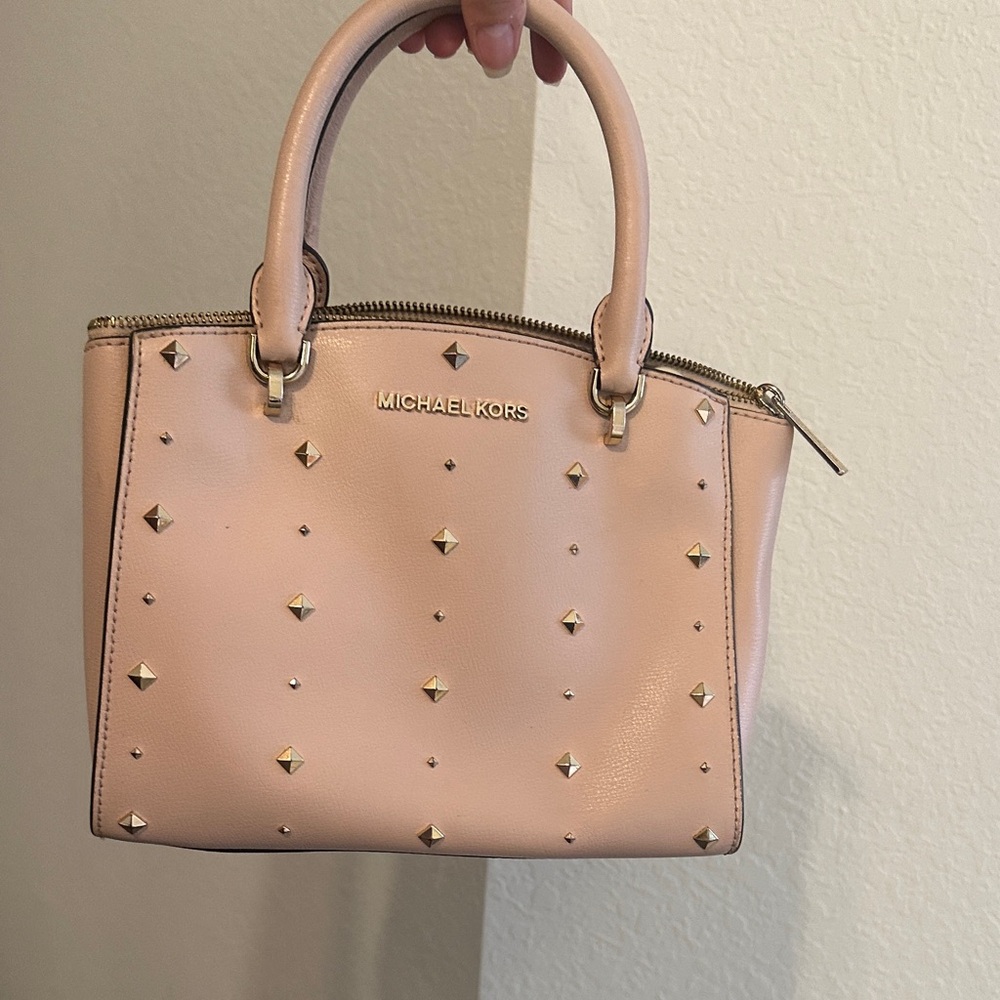 Michael Kors Blush Satchel with Gold Studs